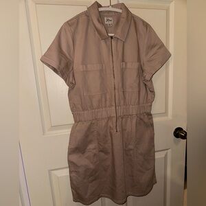 NWT J. Crew Beige zip front chino dress 12 preppy nautical
